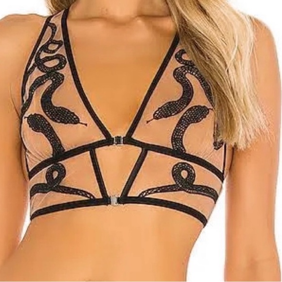 Thistle and Spire Medusa Snake Embroidered Nude Bra Size Medium NWT - Picture 4 of 9